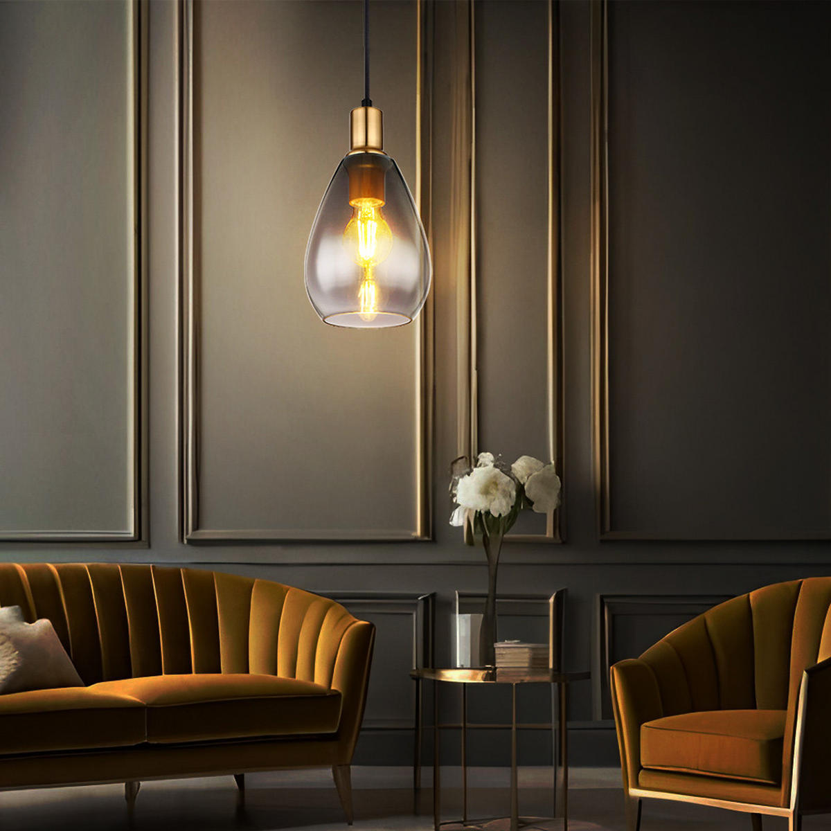 LED HÄNGELEUCHTE Fanni Metall Schwarz - Schwarz, Glas (15/15/120cm) - Globo Lighting