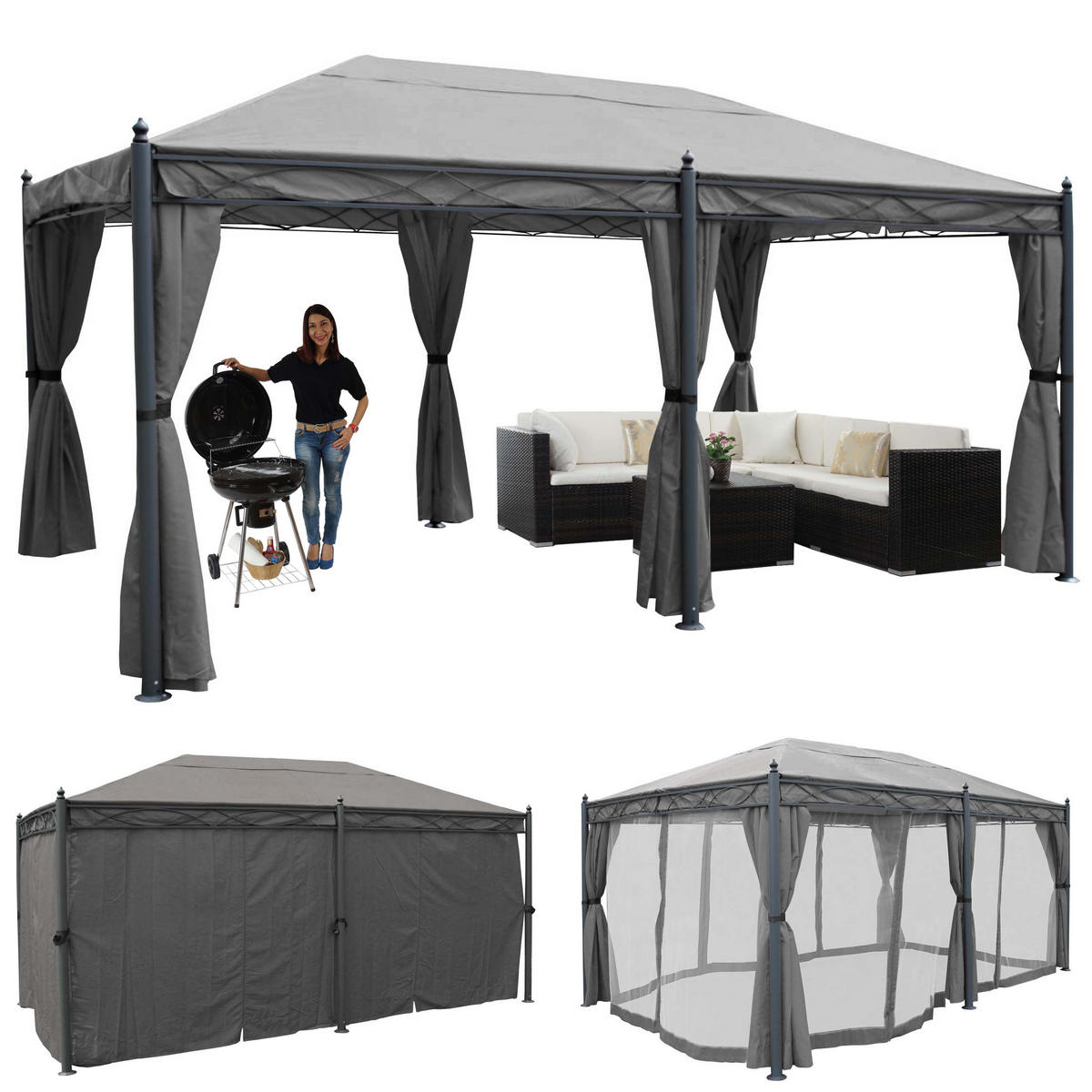PERGOLA CALPE Grau - Grau, Metall (298/276/500cm) - MCW