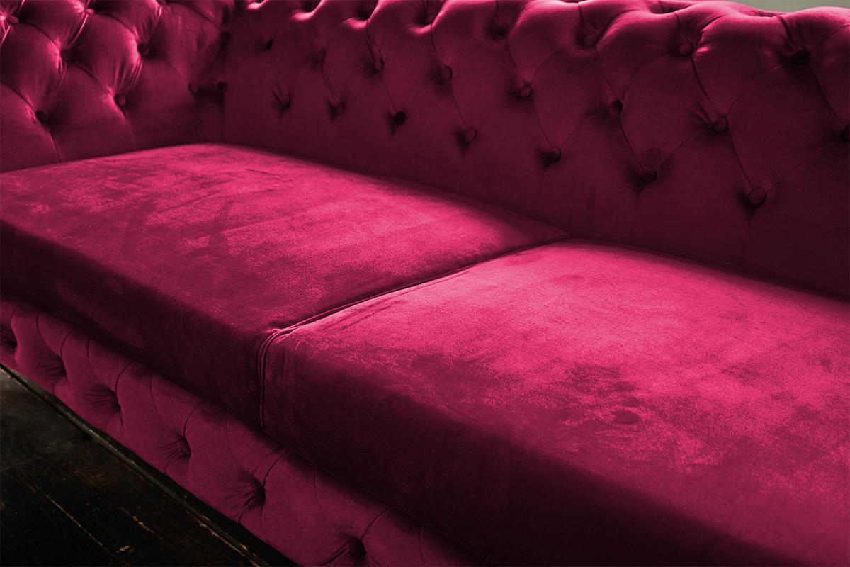 SOFA NARLA Pink Velvet - Pink/Silberfarben, Textil (219/68/84cm) - KAWOLA