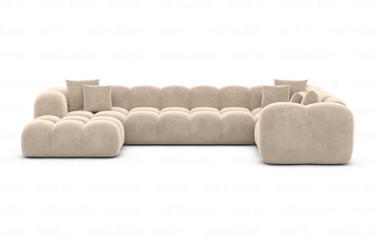 WOHNLANDSCHAFT Cloud Beige Samtstoff - Beige, Kunststoff (314/72/184cm)