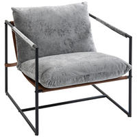 SESSEL DE-13325 breite Sitzfläche & bedruckter Velours Grau - Hellgrau, Metall (77/80/91cm) - ComfortXL