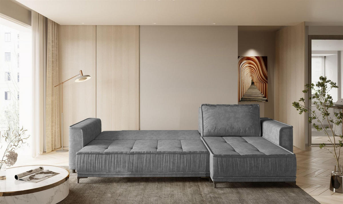 ECKSOFA Juna Mit Schlaffunktion - Beige, Holzwerkstoff/Textil (240/140cm) - Fun Möbel