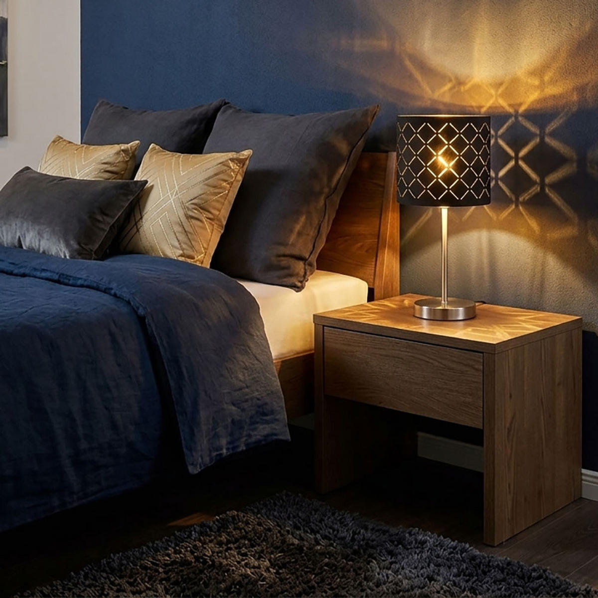 LED TISCHLEUCHTE Clarke Textil Schwarz - Schwarz, Textil (15/15/35cm) - Globo Lighting