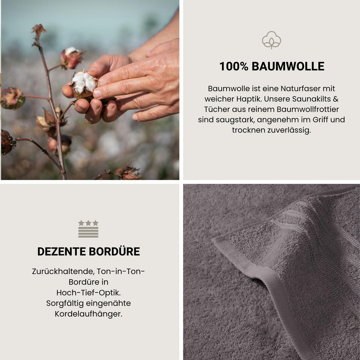 GÄSTETUCHSET Milano - 5-teilig - 30x50 cm - Dunkelgrau - Dunkelgrau, Textil (30/50cm) - SCHIESSER