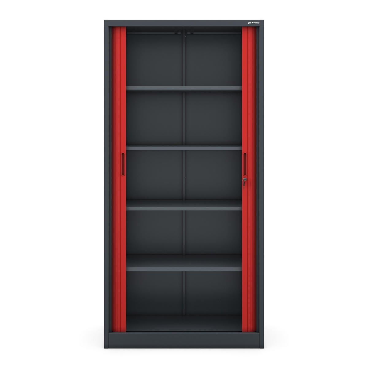 ROLLADENSCHRANK DAMIAN - Anthrazit/Rot, Metall (90/185/45cm) - Jan Nowak