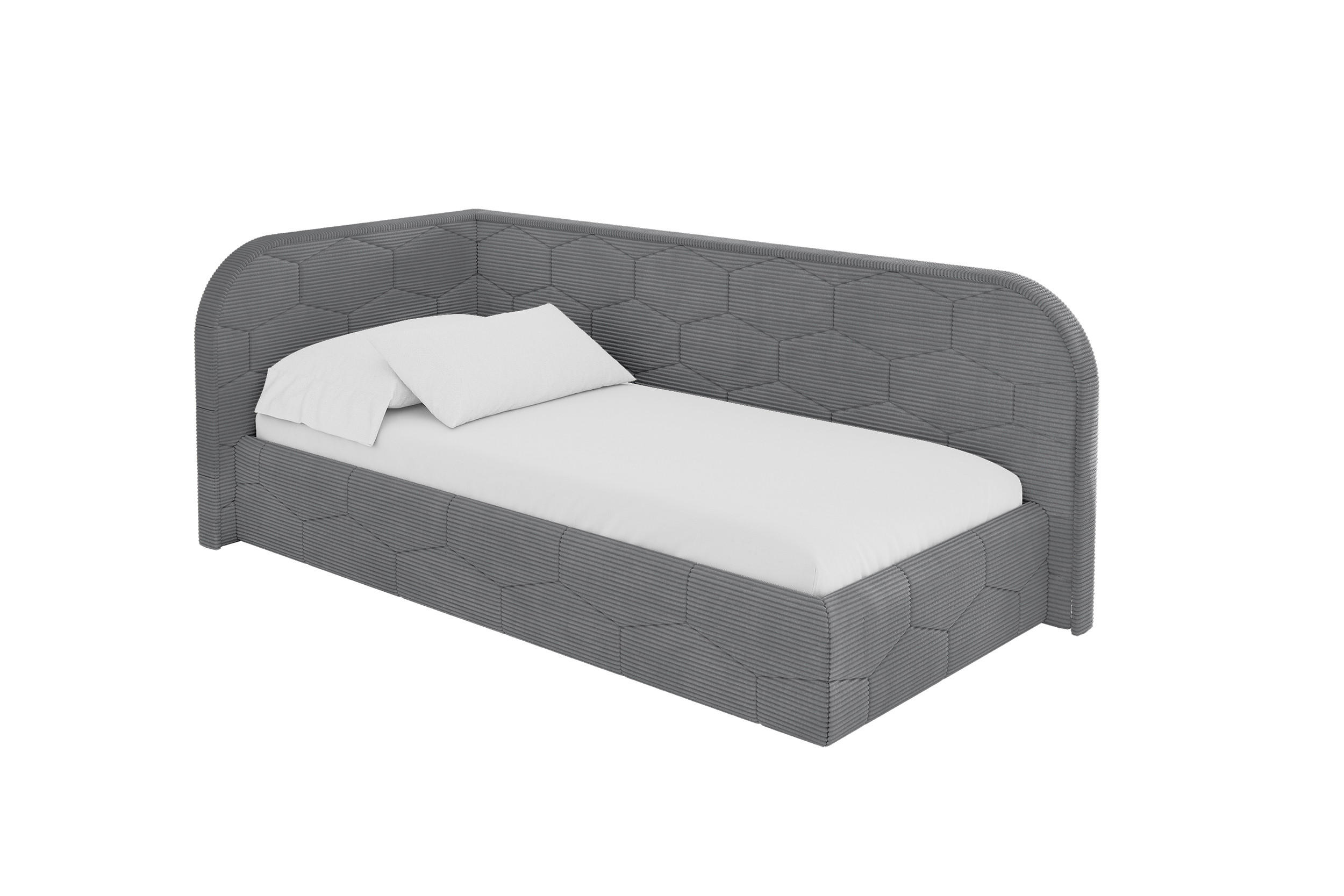 ALTDECOR JEDNOLŮŽKOVÁ POSTEL pro mládež s úložným prostorem a matrací H3/H4, vpravo - JAXY 90x200 tmavě šedá