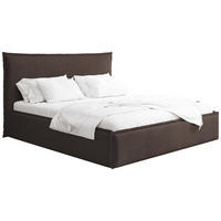 POLSTERBETT Pillow mit Bettkasten, Lattenrost & hohem Kopfteil in Braun Bouclé 160x200 cm - Birkefarben/Schwarz, Holz/Kunststoff (160/200cm) - WFL GROUP