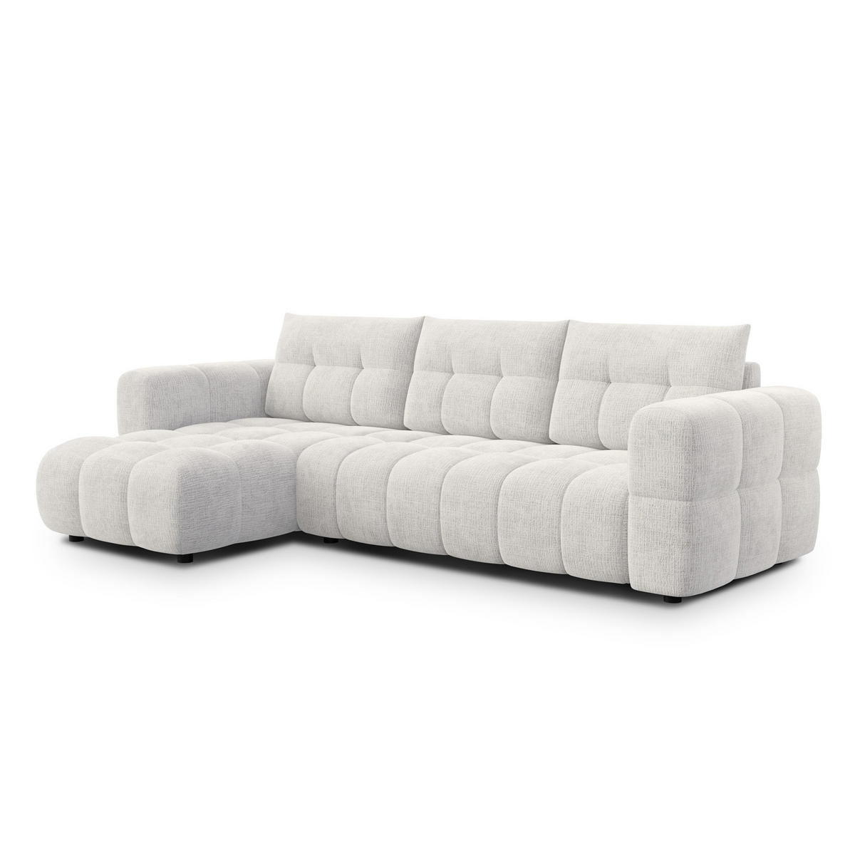 ECKSOFA CLOUDI 4-Sitzer links, creme - Creme/Schwarz, Holz/Textil (294/160cm) - Courtois Laville
