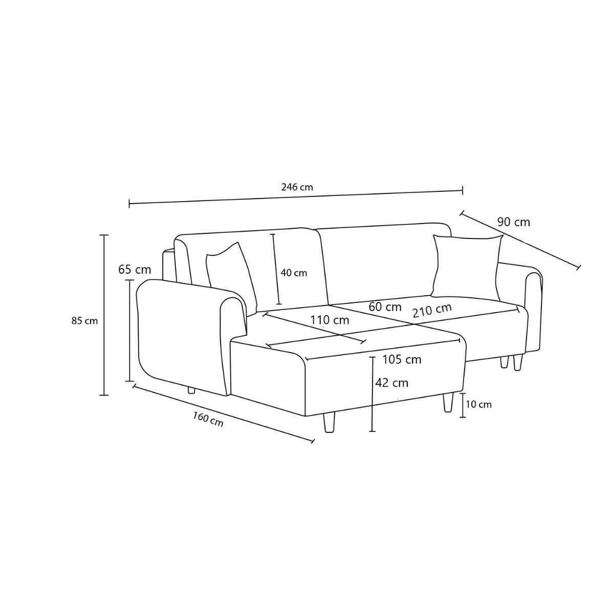 ECKSOFA mit Schlaffunktion und linksseitiger Récamiere - mane 246/160/85 cm - Taupe, Textil (160/246cm) - Calicosy