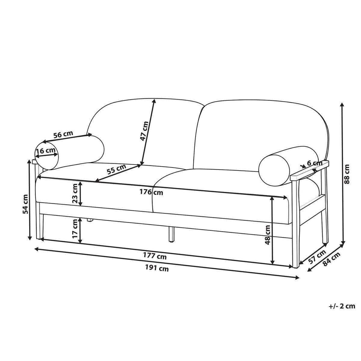3-SITZER-SOFA Stoff Braun Pilarne - Schwarz/Braun, Textil (191/88/84cm) - Beliani