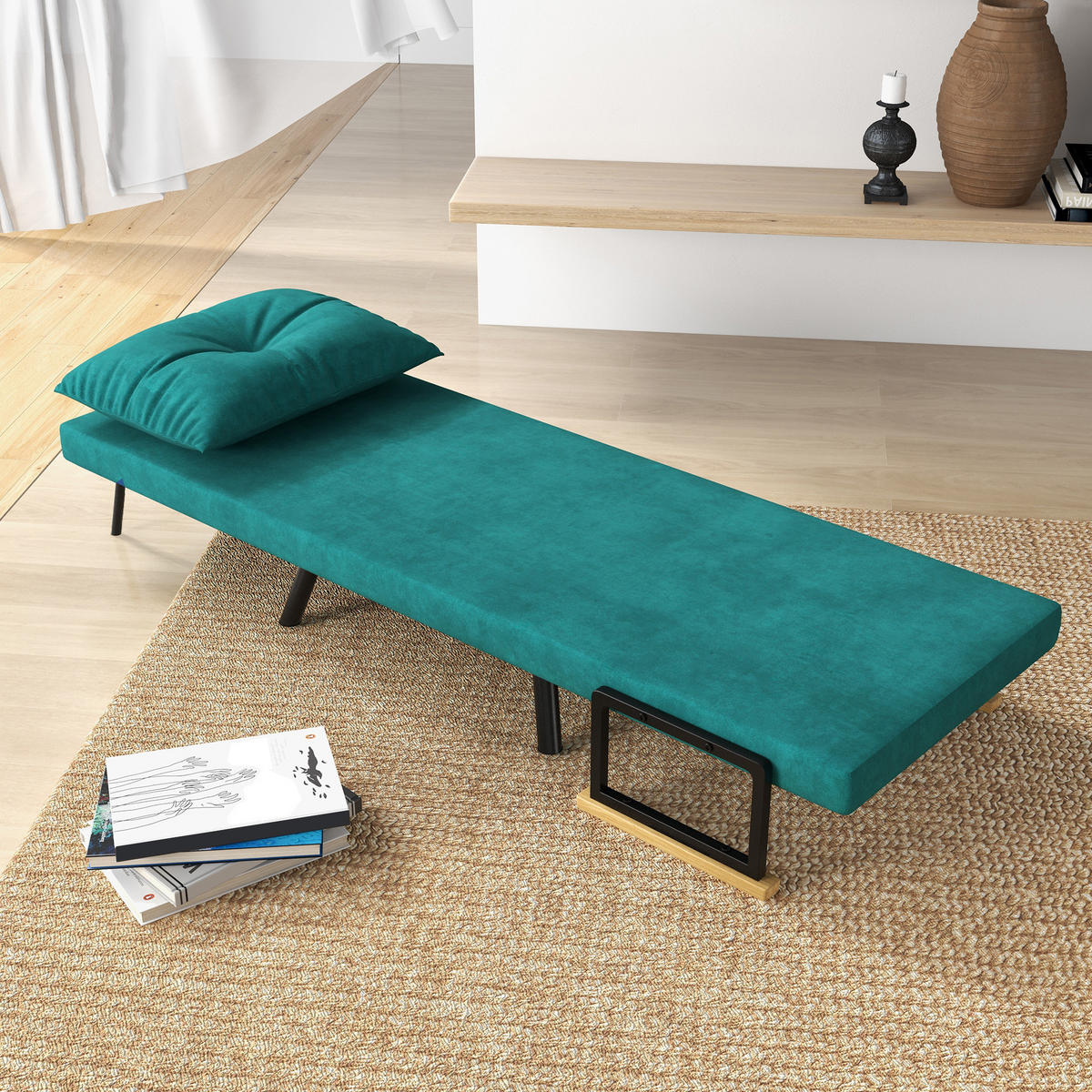SCHLAFSESSEL DE-14647 5-fach verstellbar & Gästebettfunktion Grün - Grün, Textil (63/81/73cm) - ComfortXL