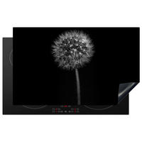 HERDABDECKPLATTE Löwenzahn - Schwarz - Floral - Botanisch 85x52 cm - Grau, Kunststoff (85/0.2/52cm) - MuchoWow
