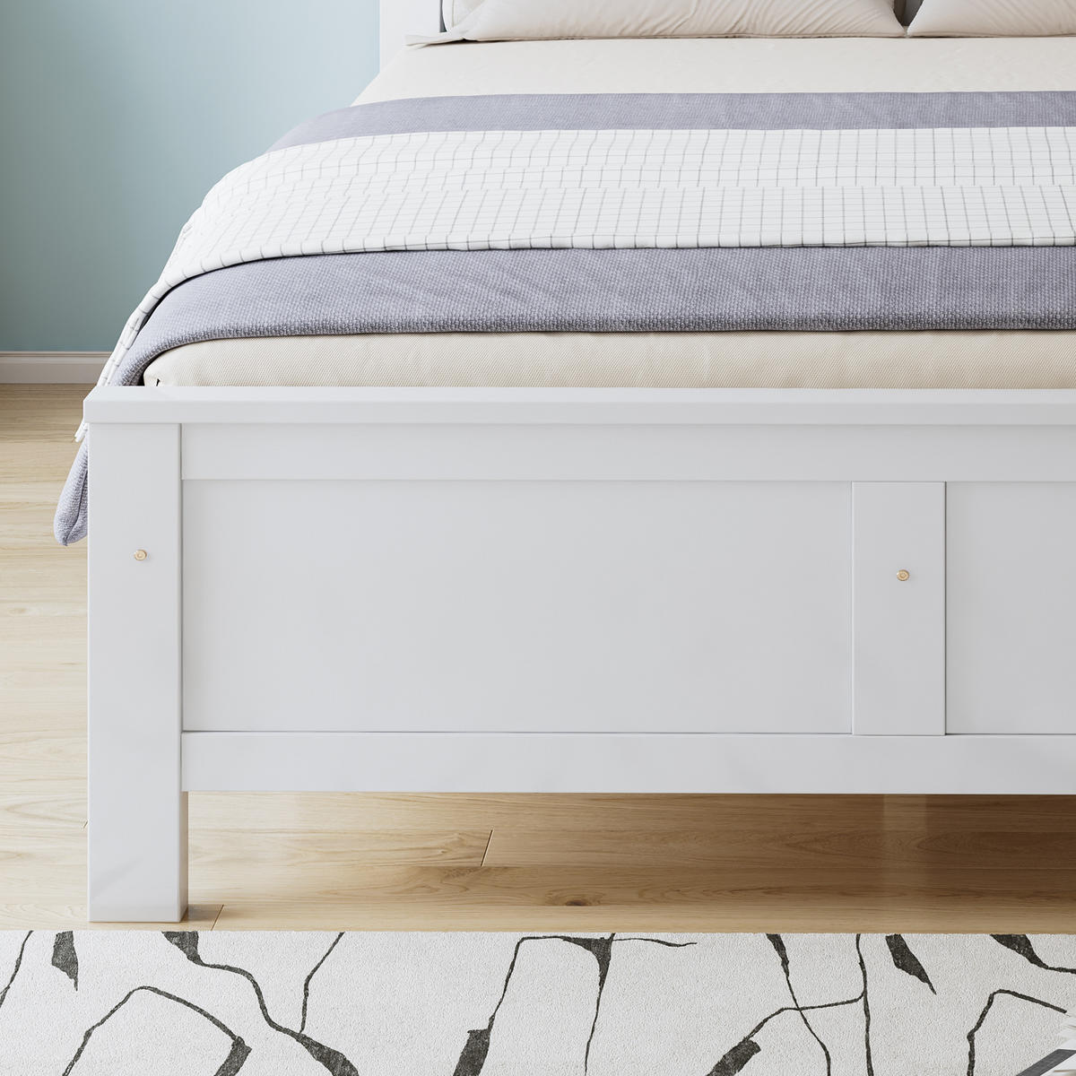 BETT 140/200 cm in Weiß mit 2 Schubladen Kiefer-Massivholz klassisches Design - Weiß, Holzwerkstoff (140/200cm) - STILVORA