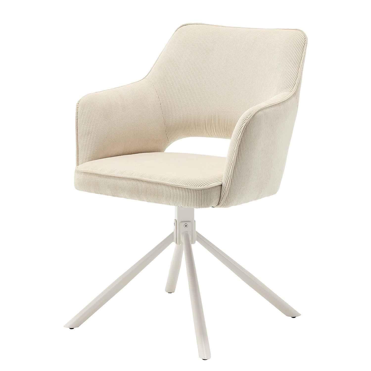 DREHBARER ARMLEHNENSTUHL - Cord / Metall - Weiß, Textil/Metall (61/85/61cm) - home24
