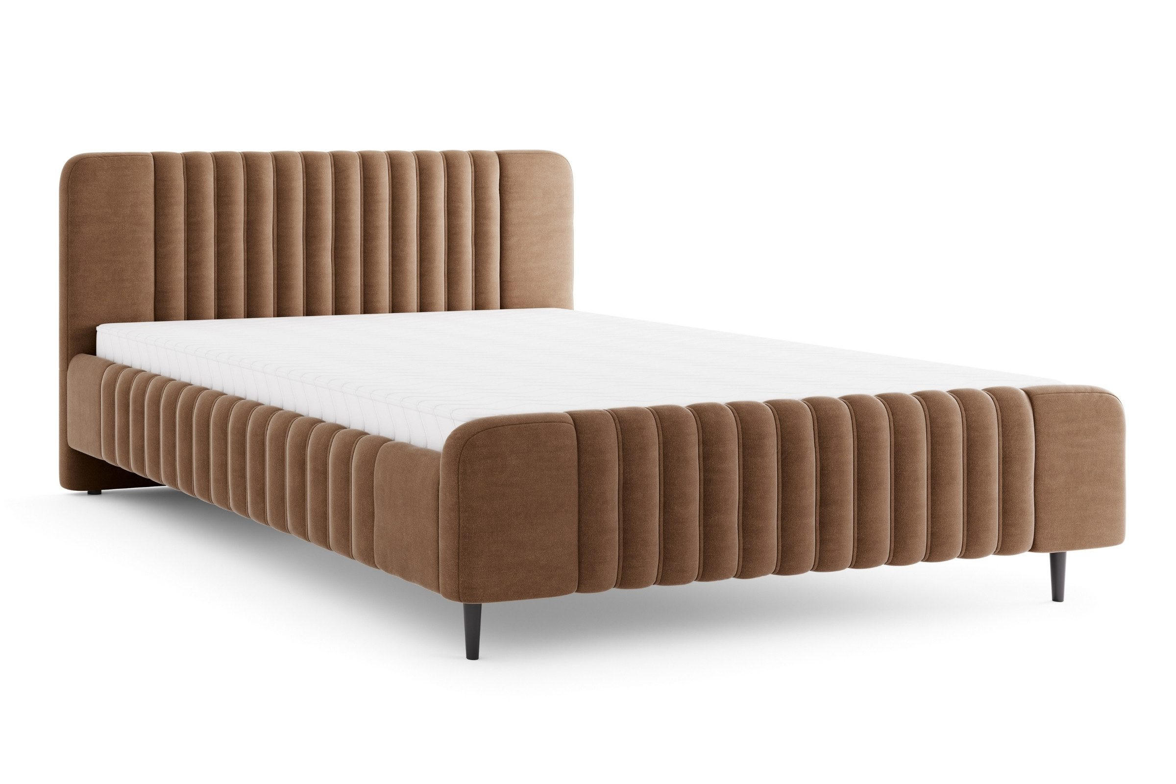 POLSTERBETT AURO 12 160/200 cm in Velours Braun - Braun, Holzwerkstoff (160/200cm) - Deine Möbel 24