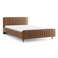 POLSTERBETT AURO 12 160/200 cm in Velours Braun - Braun, Holzwerkstoff (160/200cm) - Deine Möbel 24