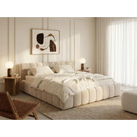POLSTERBETT Celestia Beige 160/200 cm Samt mit Bettkasten - Beige, Textil/Metall (160/200cm) - wonello