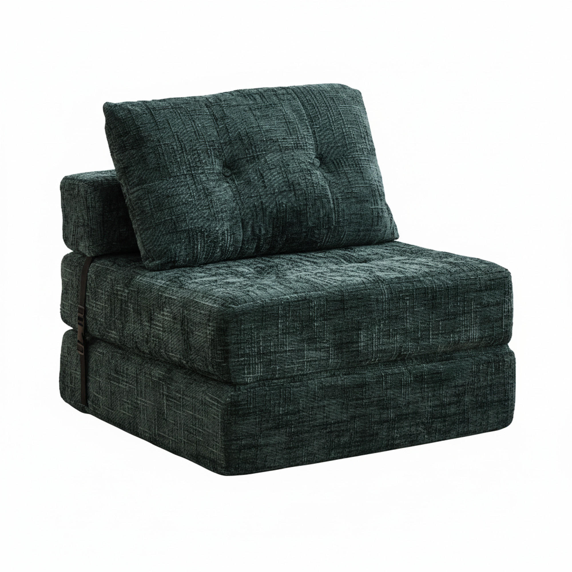 KLAPPBARER Chenille-Sessel mit Kissen, 79 x 79 x 57 cm, Grün - Dunkelgrün, Textil (79/57/79cm) - Urban Meuble