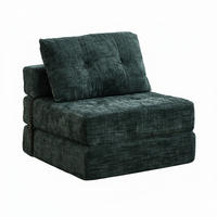 KLAPPBARER Chenille-Sessel mit Kissen, 79 x 79 x 57 cm, Grün - Dunkelgrün, Textil (79/57/79cm) - Urban Meuble