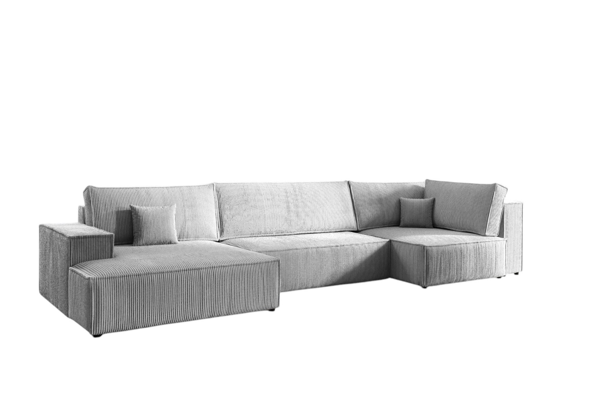WOHNLANDSCHAFT Corunia - Blaugrau, Holzwerkstoff/Textil (398/70/148cm) - Fun Möbel