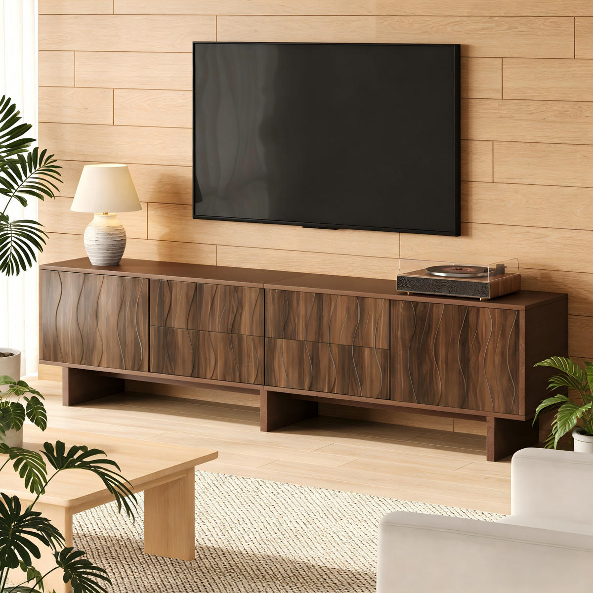 TV-SCHRANK 180/40/56 cm Nussbaum dunkel mit 4 Schubladen und 2 Türen - Nussbaumfarben, Holzwerkstoff (180/56/40cm) - Oxeza