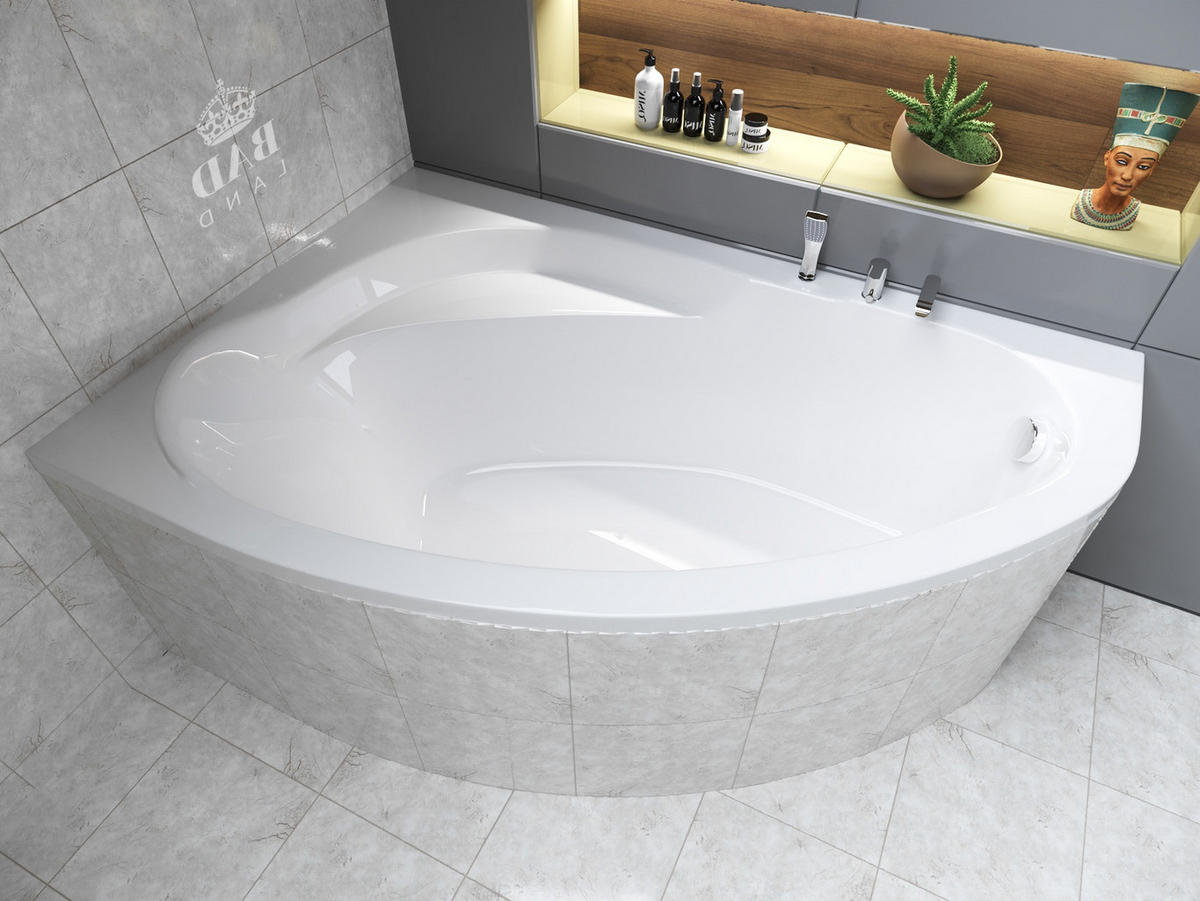 BADEWANNE Eckwanne MAREA 150/100 Links Ablauf & Füße - Weiß, Kunststoff (100/57.5/150cm) - bad land