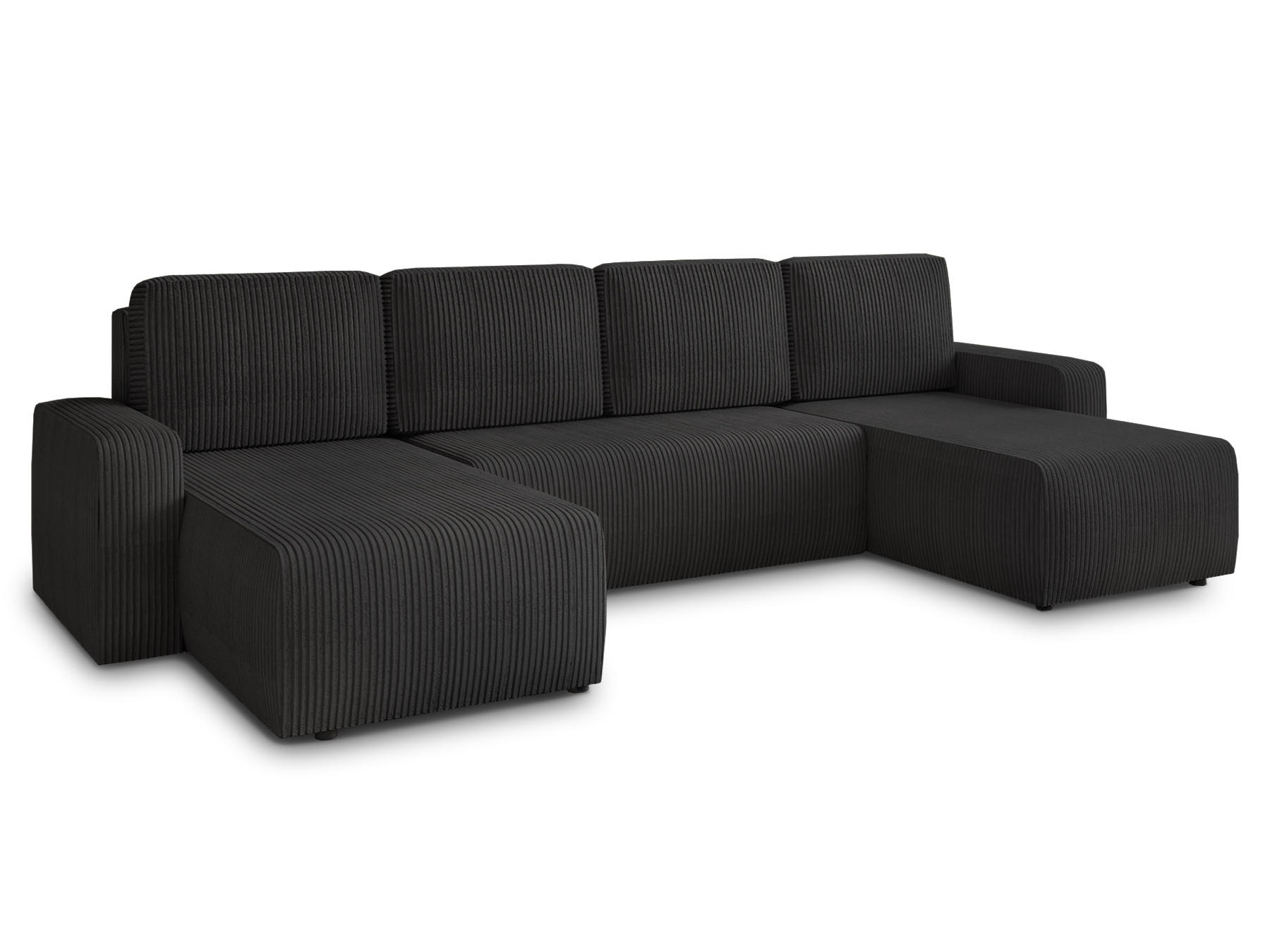 WOHNLANDSCHAFT Roma U - Schwarz, Holz/Textil (305/90/150cm) - Sofnet
