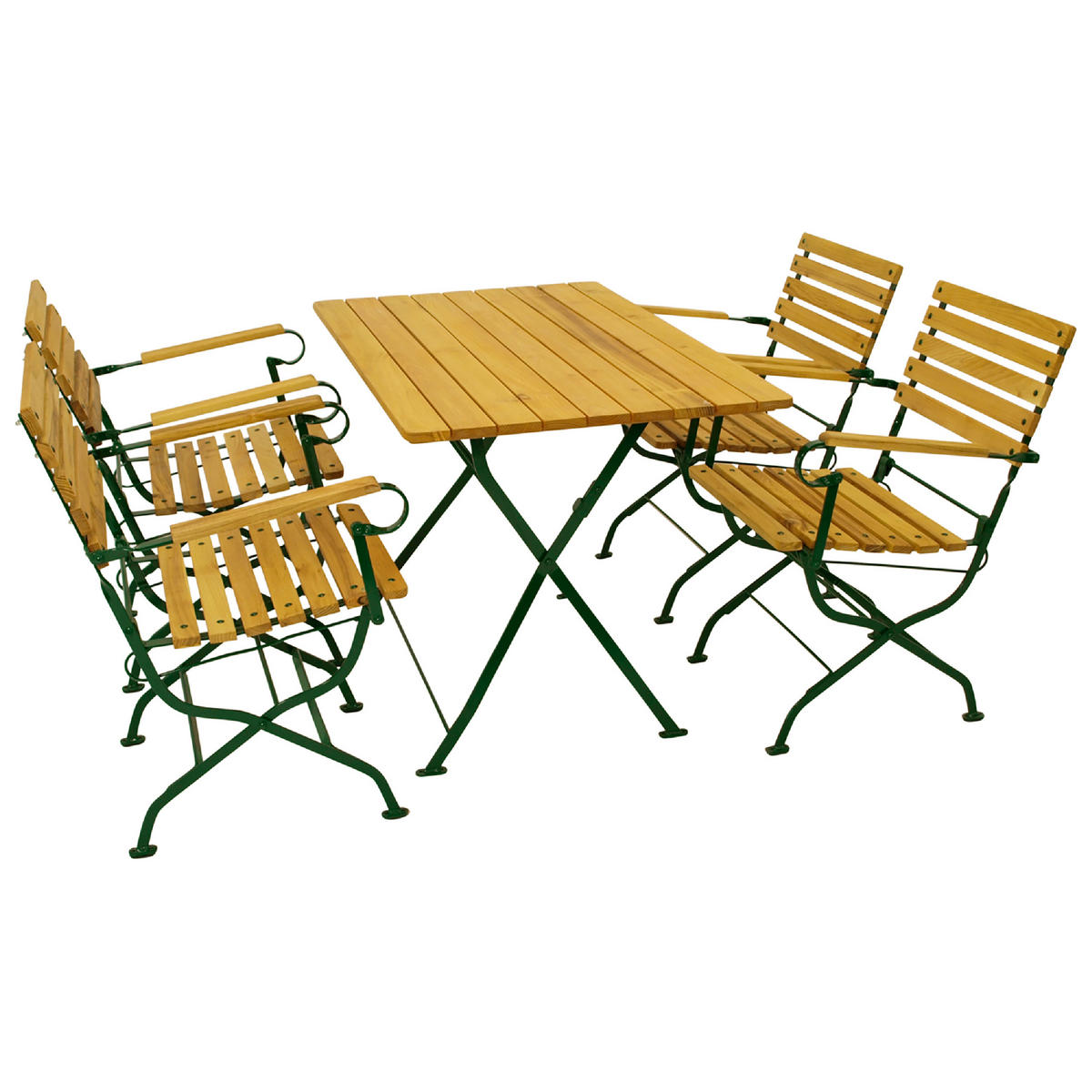 ESS_GRUPPE Townsville 5-teilig, Gartenmöbel Set - Flachstahl - Robinienholz - Gartenset Tisch und Stühle - dunkelgrün - Grün, Holz - TPFGarden