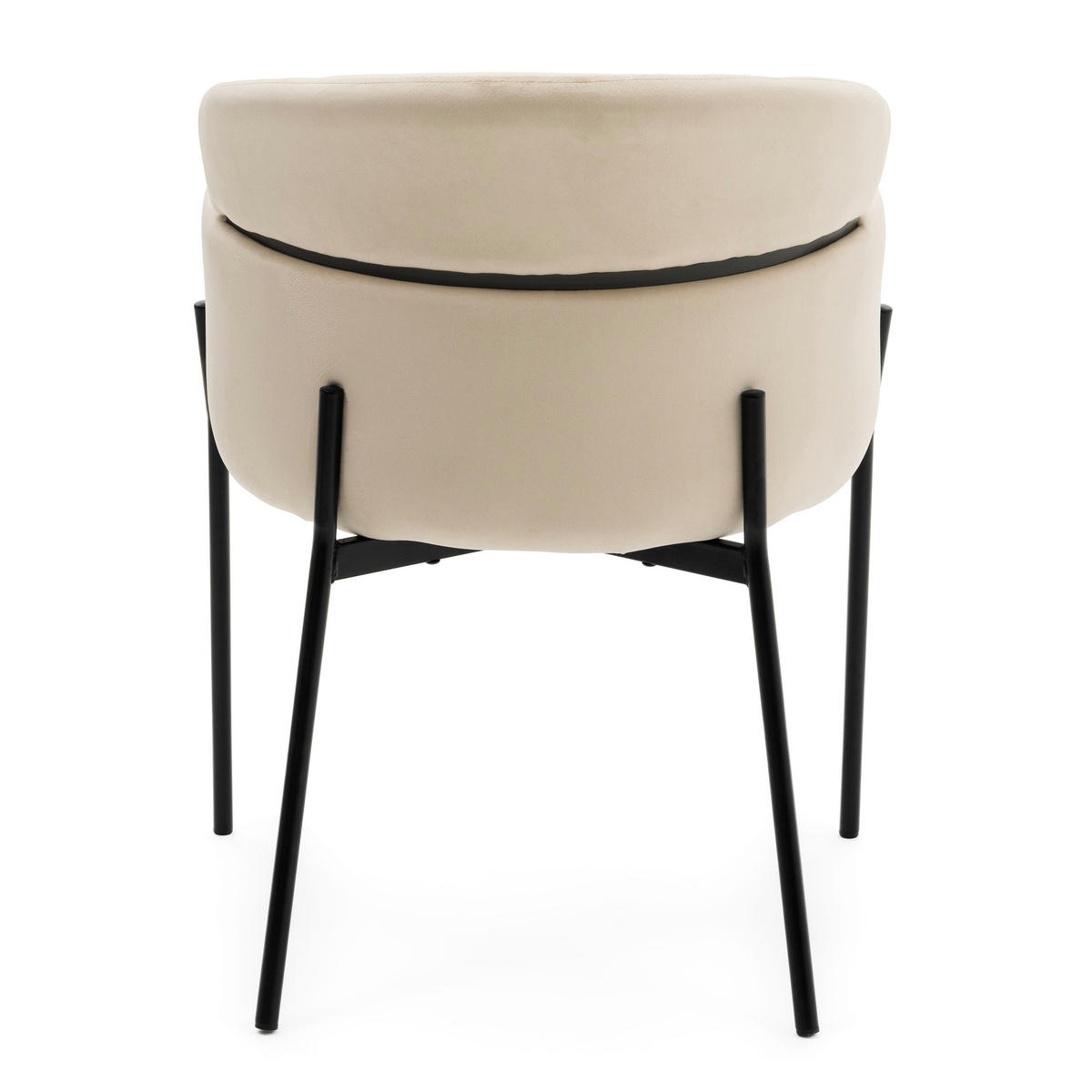 STUHL BOLZANO gepolsterter mit Steppung - beige - Samt Velour - Beige/Schwarz, Textil/Metall (62/80/61cm) - NEW HOME