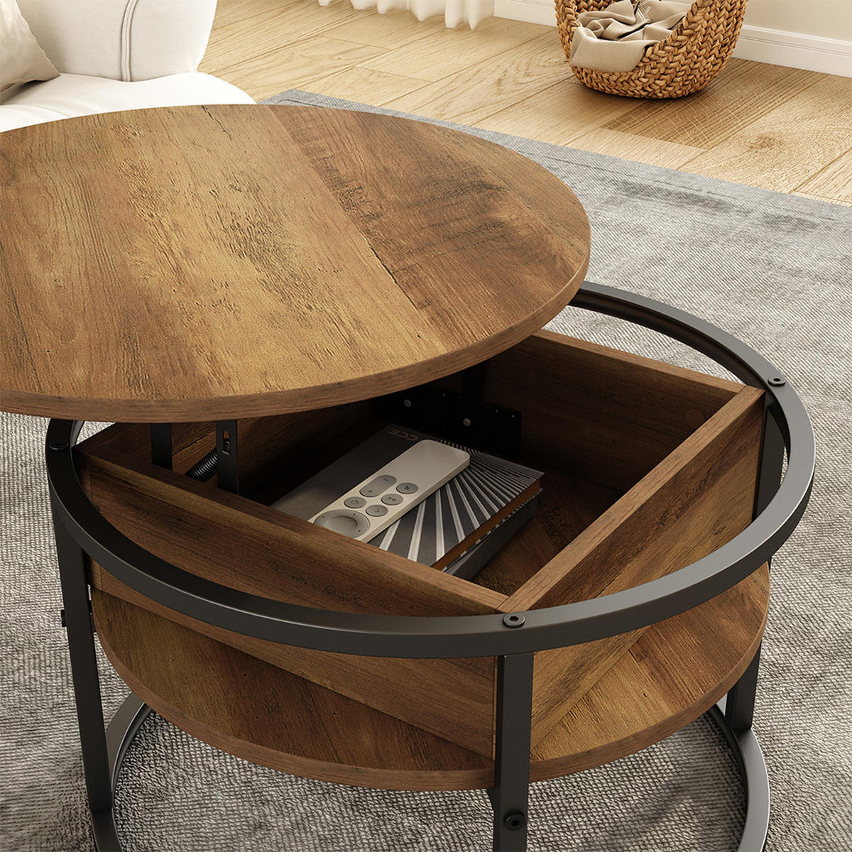 COUCHTISCH Marlo Holz 57 x 57 cm - Schwarz/Sonoma Eiche, Holzwerkstoff (57/57/47.5cm) - Vicco