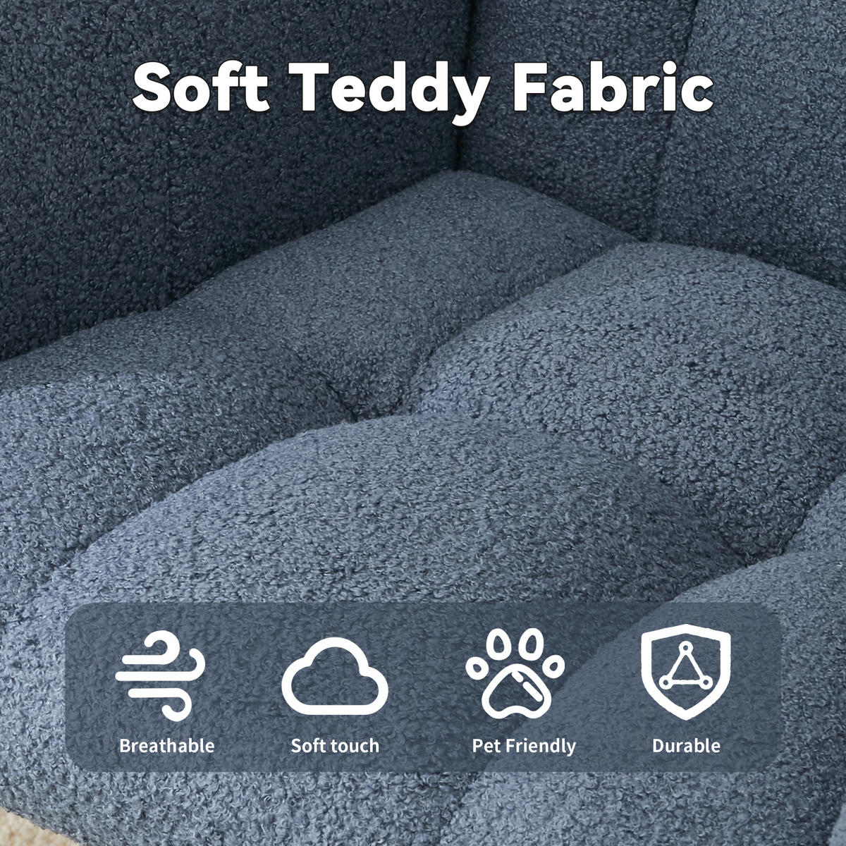 SCHAUKELSTUHL mit Seitentasche und hoher Rückenlehne, Teddy, Navy - Blau, Textil (65/90/77cm) - Kaket