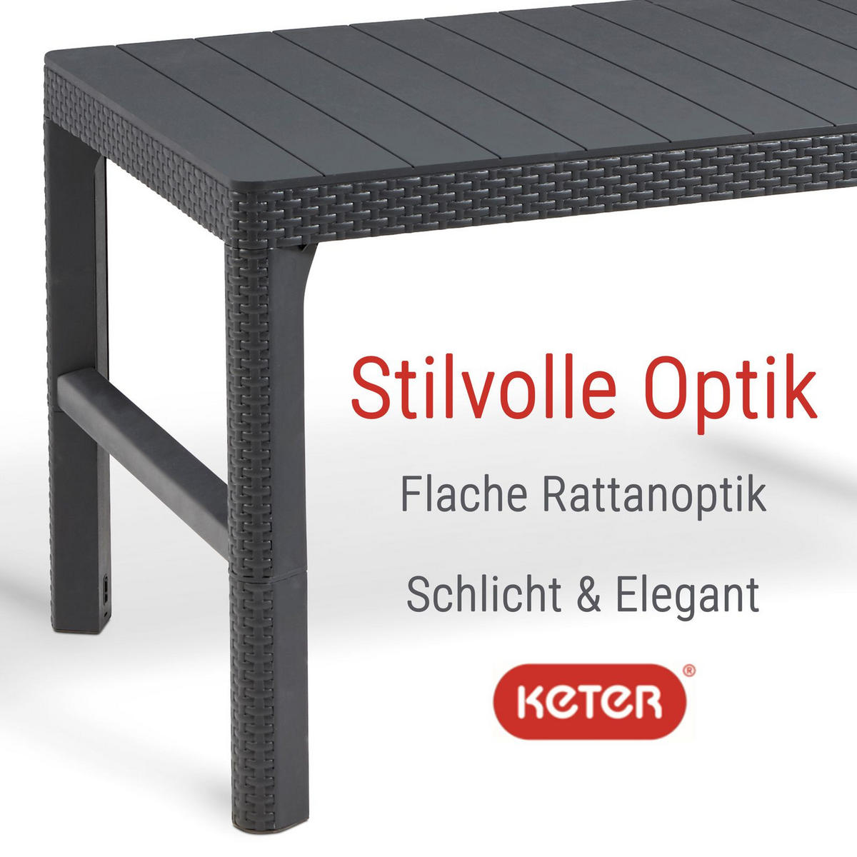 GARTENTISCH Lyon Lounge Tisch anthrazit, Gartentisch, höhenverstellbar - Anthrazit, Kunststoff (116/71.5/40cm) - Allibert