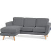3-SITZER-ECKSOFA-LINKS TAGIO mit Ottomane , grau - Braun/Grau, Buchenholz/Textil (190/151cm) - KONSIMO®