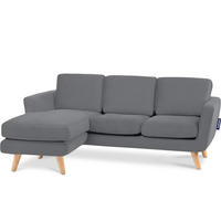 3-SITZER-ECKSOFA-LINKS TAGIO mit Ottomane , grau - Braun/Grau, Buchenholz/Textil (190/151cm) - KONSIMO®