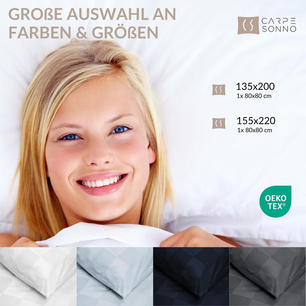BETTWÄSCHE Damast 135x200 Weiß kariert - Bettbezug aus 100% Baumwolle - Weiß, Textil (135/200cm) - Carpe Sonno