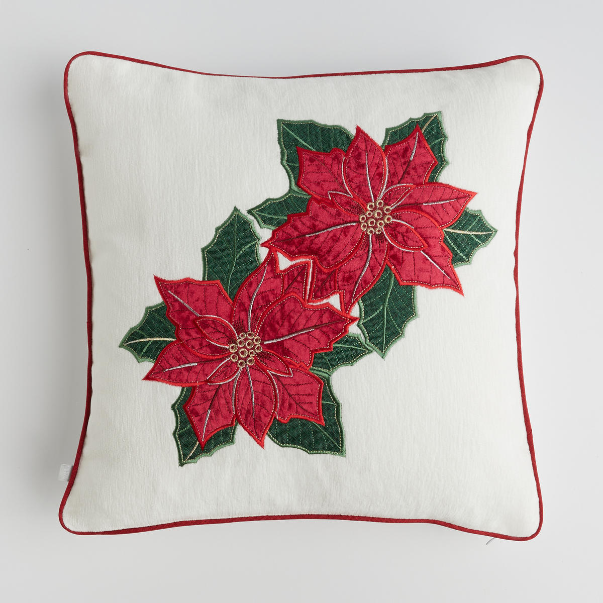KISSENBEZUG Poinsettia, 45x45cm, Rot, Weihnachten Kissenhülle, Weihnachtsdeko, Christmas, Weihnachtsmotiv Sofakissen Dekokissenbezuge - Rot, Kunststoff (45/45cm) - home&you