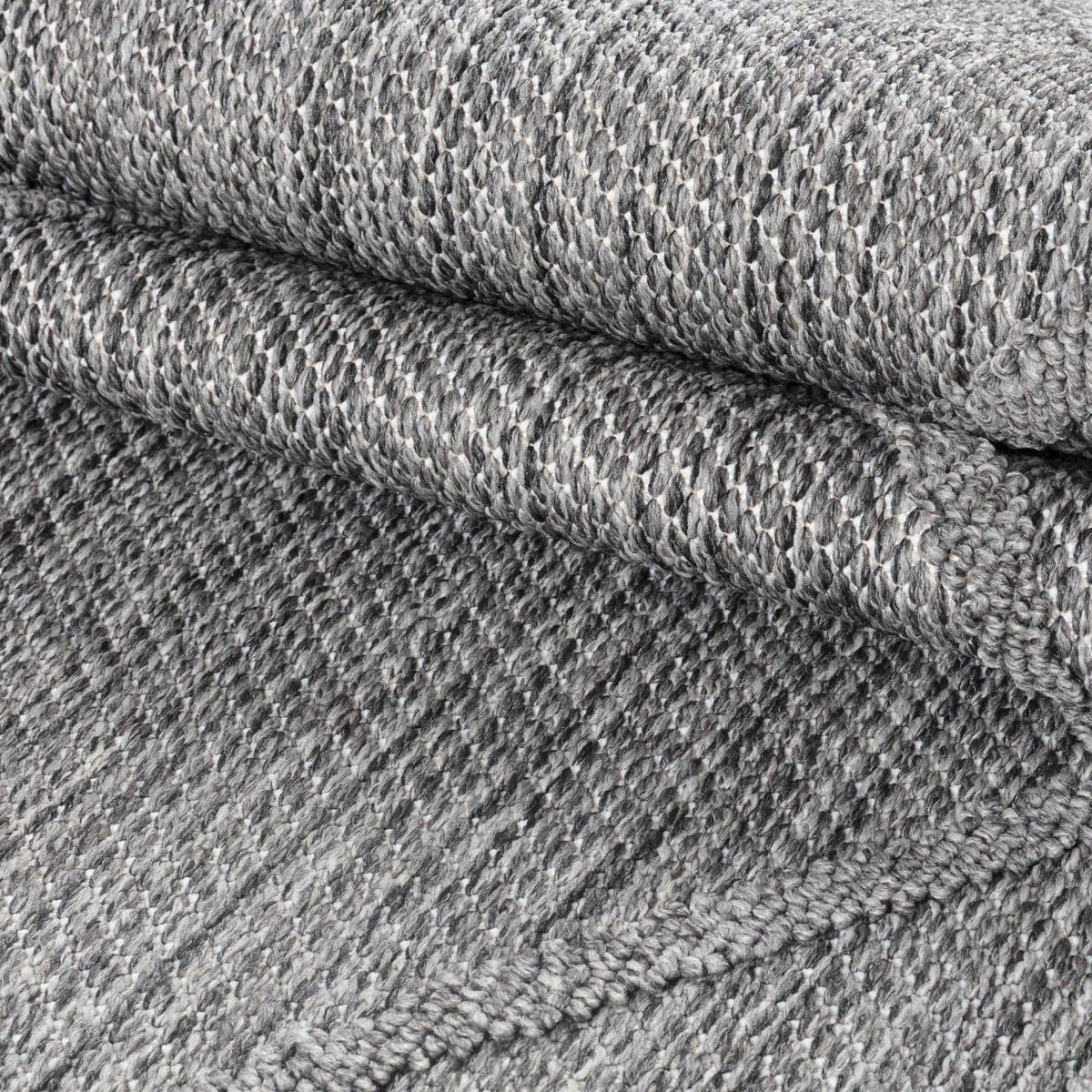 TEPPICH Outdoor Flachgewebe Boho-Muster Polypropylen Terrasse Grau Läufer 80x150 - Grau, Textil (80/150cm) - KADIMA DESIGN