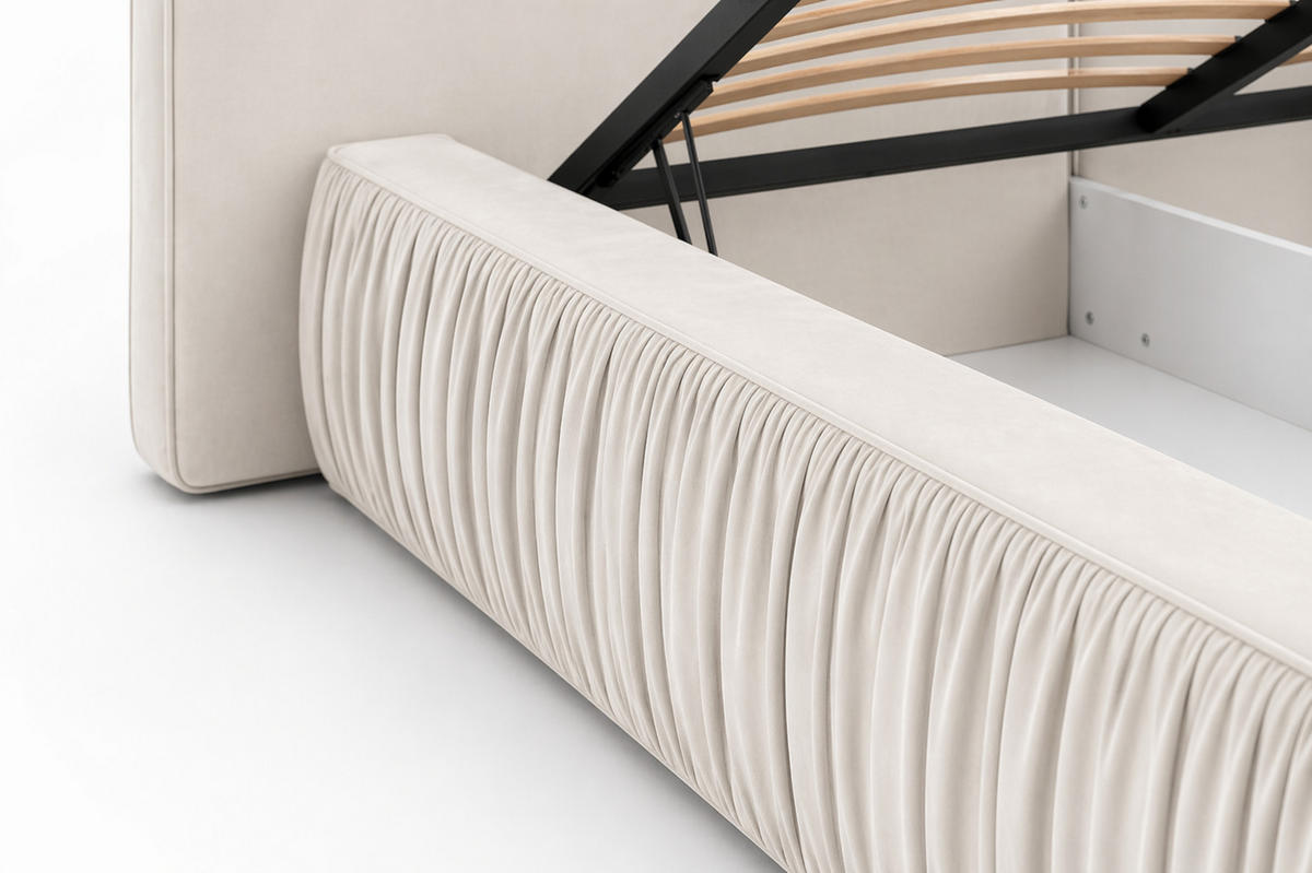 POLSTERBETT 08 180 x 200 cm – Riviera – Bett mit Gasdruckfedern und Stauraum - Creme, Holz (180/200cm) - ROYAL24_MARKT