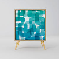 SIDEBOARD TURQUOISE RECTANGLES, Eichefarben, 57,5x42x75,5 cm, Goldfarbene Metallfüße - Eichefarben/Goldfarben, Holzwerkstoff/Metall (57.5/75.5/42cm) - SpaceRebels