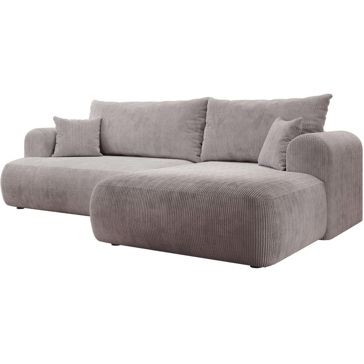ECKSOFA Ovo Cord mit Cordbezug Hellgrau, rechts - Hellgrau/Schwarz, Textil (165/260cm) - Selsey