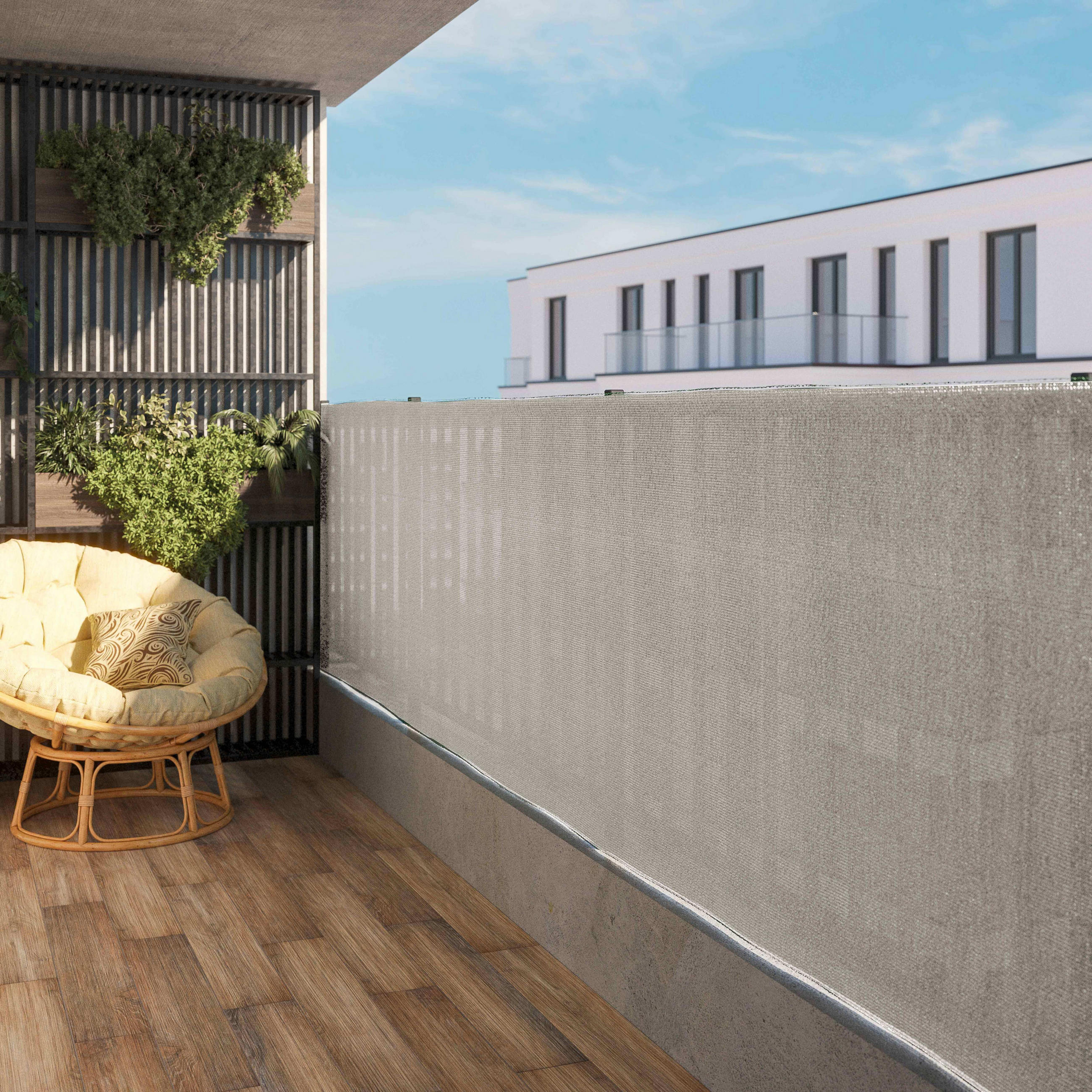 SICHTSCHUTZ 1,20x50m, Bedeckung 85 %, Greige - Greige, Textil (120/120cm) - Oviala