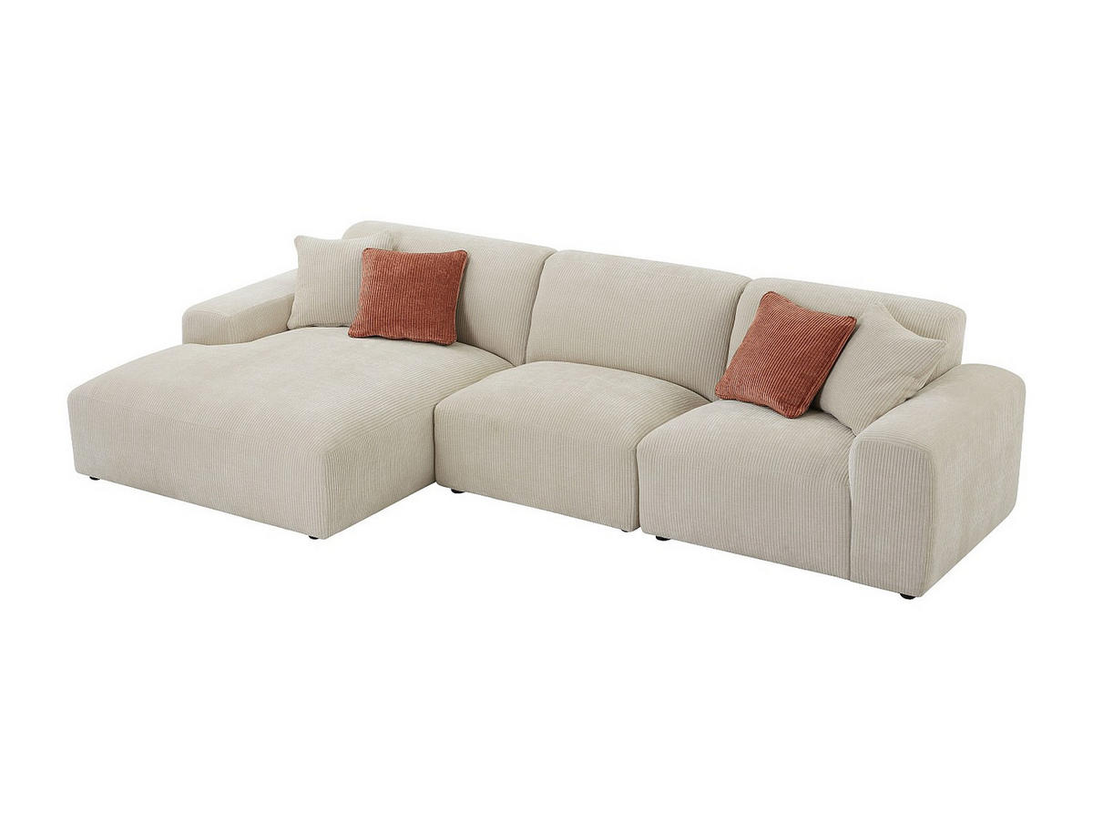 SOFA - 6 Personen - samt - beige Tirono - Beige, Kunststoff/Textil (325/80/165cm) - Vente-Unique