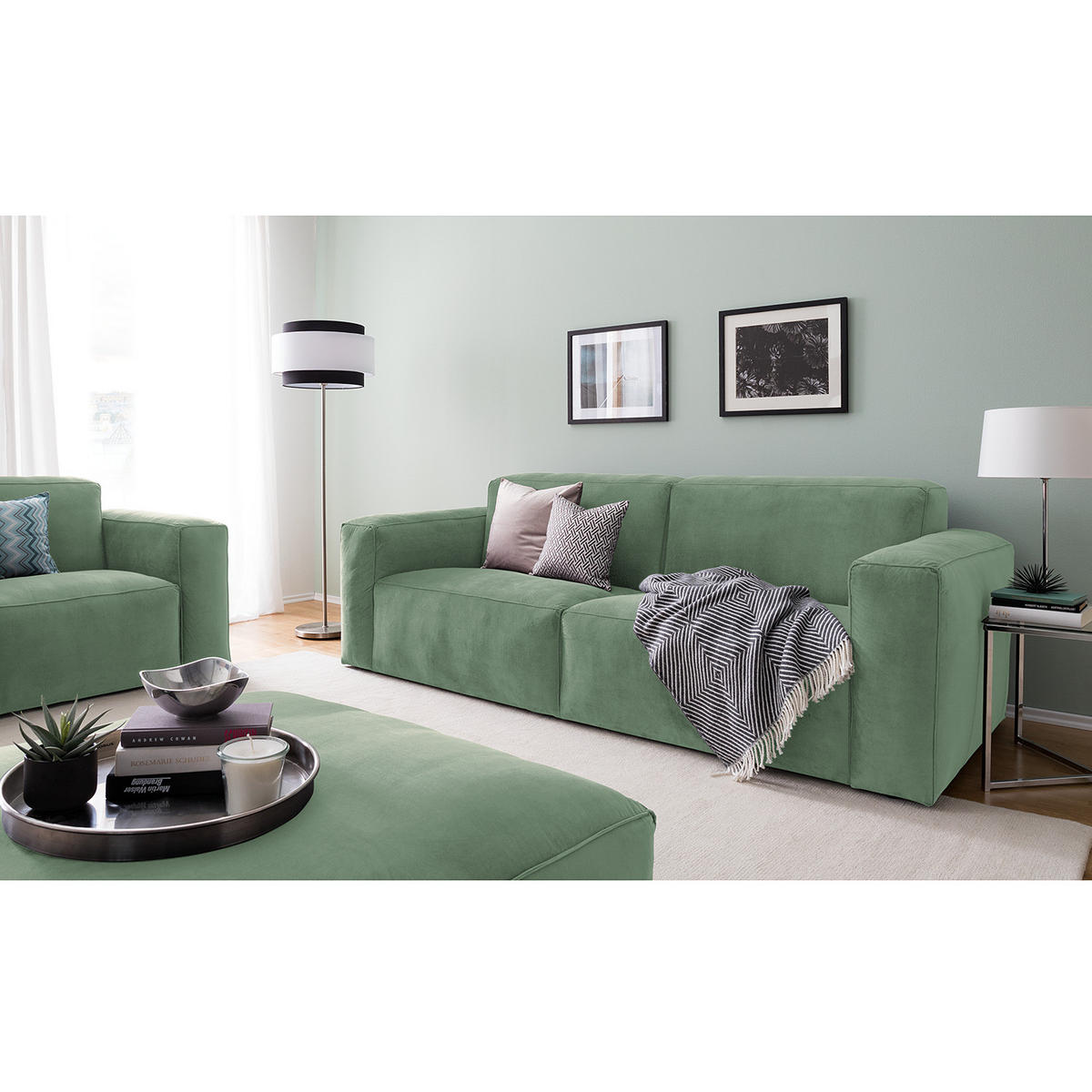 3-SITZER SOFA - Grau, Textil (240/75/96cm) - home24