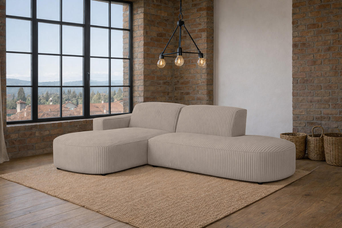 ECKSOFA Cursal Atelier, Stoff Poso, Dunkelbeige, Links - Beige, Holz (269/166cm) - Kaiser Möbel