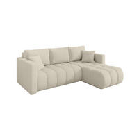 ROHOVÁ SEDAČKA s funkcí spaní, otoman vpravo GARD-L 226x146x85 béžová bouclé - černá/písková barva, kompozitní dřevo/textil (226/146cm) - ALTDECOR