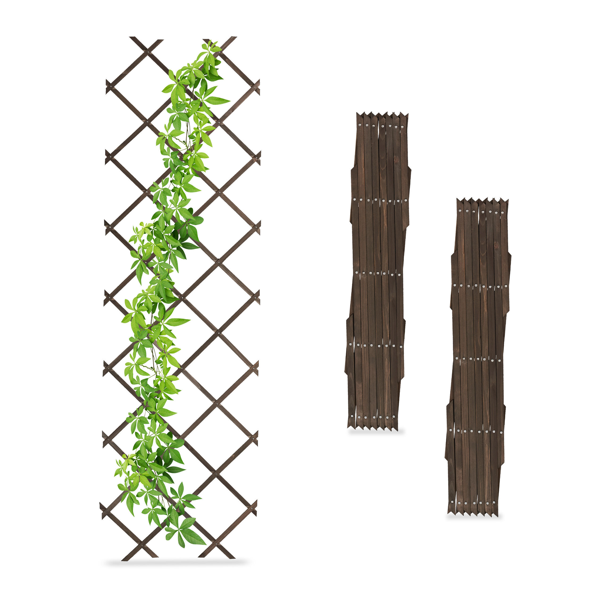 3XRANKGITTER - Braun, Holz (60/180/1cm) - Relaxdays