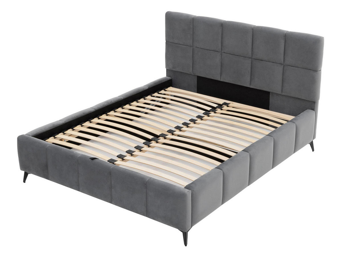 POLSTERBETT Amber - Schwarz/Graphitfarben, Holzwerkstoff/Textil (180/200cm) - MIRJAN24