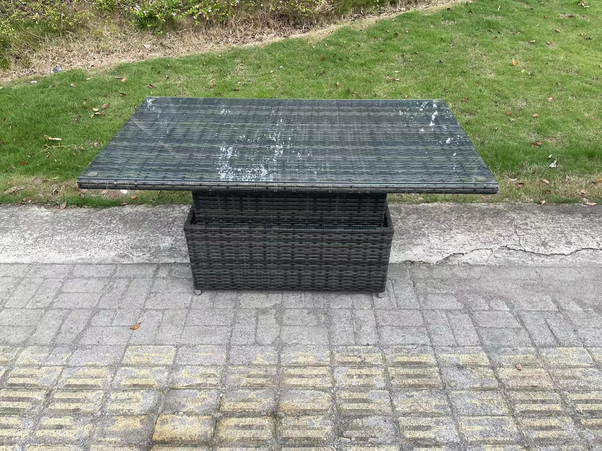 GARTENSOFA SET Polyrattan Dunkelgrau 8-Sitzer - Dunkelgrau/Grau, Metall - Fimous
