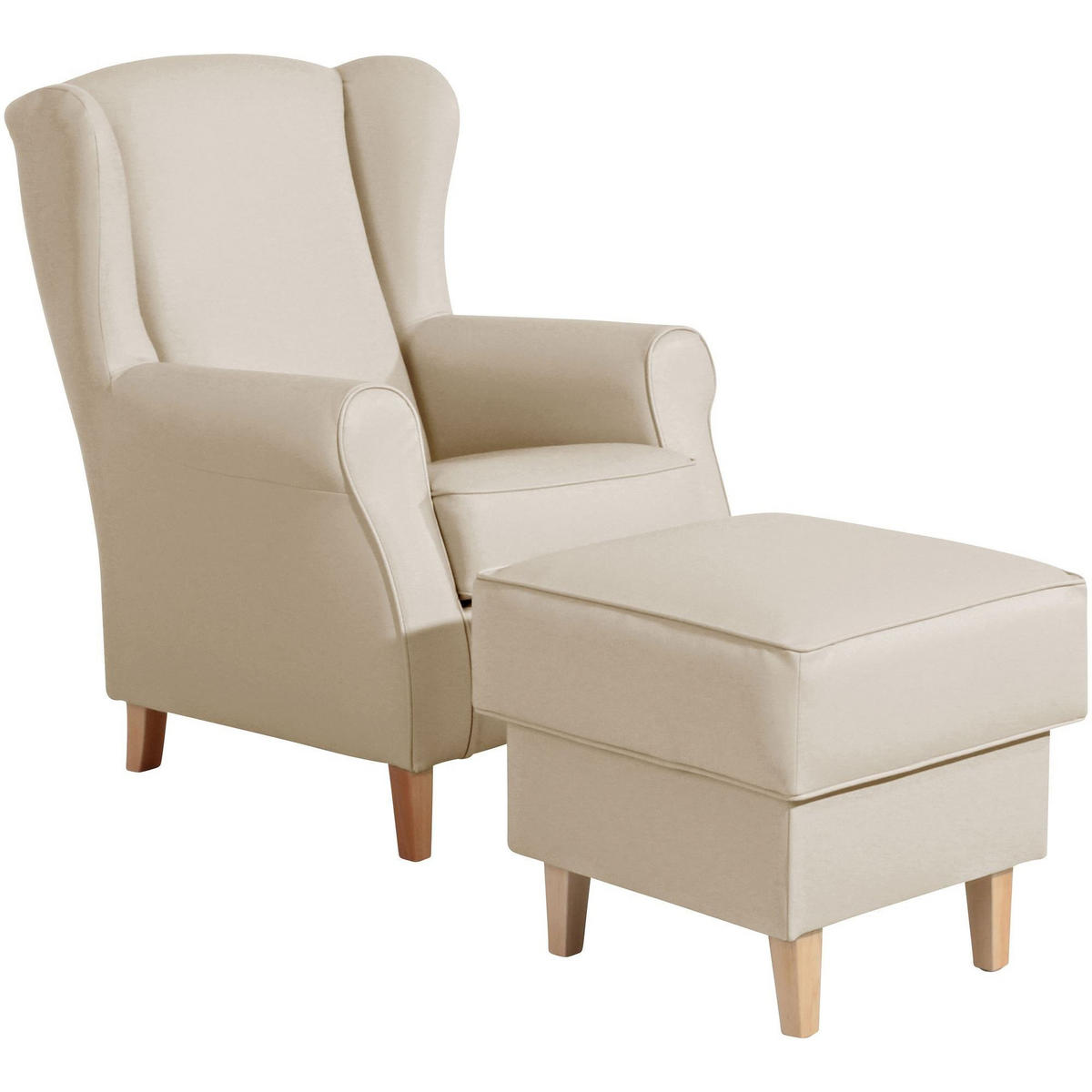 OHRENSESSEL Karlen Bezug Kunstleder Buche natur / beige - Beige/Buchefarben, Kunststoff (86/103/77cm) - 58aufmkessel