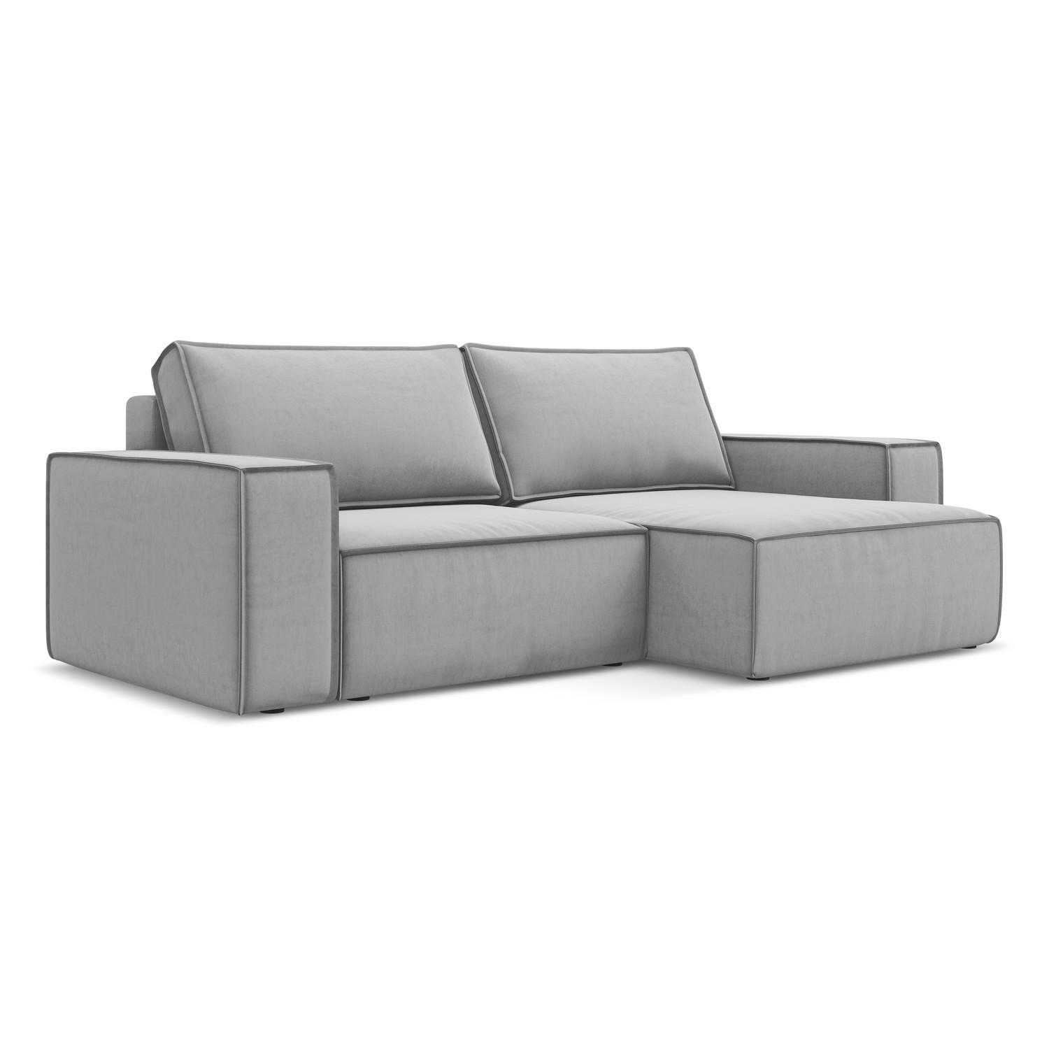 ECKSOFA mit Schlaffunktion Samt Stoff Grau - Schwarz/Grau, Kunststoff/Textil (257/148cm) - LaMiaSofa